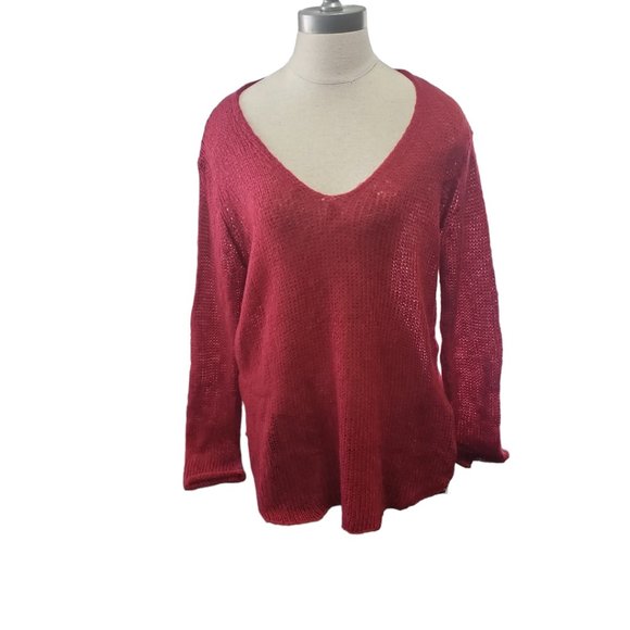 CT772 Wooden Ships Ladies Red Lightweight Long Sleeve Sweater S/M - Picture 1 of 6